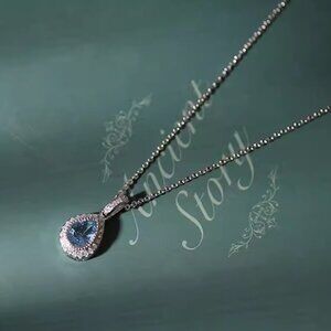 New S925 Sterling Silver Aquamarine Pendant Necklace for Women